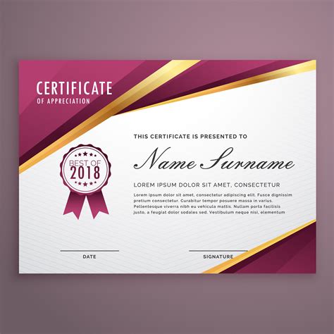 Modern Certificate Template Design With Golden Stripes Download Free
