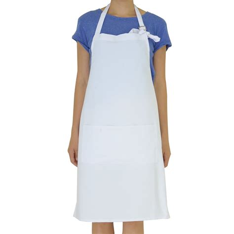 White Adult Canvas Apron With Waist Pocket