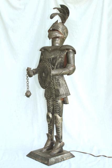 Medieval Knight Armor Vintage Art Metal Tall Statue Night Light Lamp