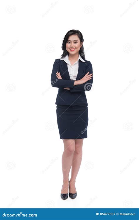 Full Body Of An Attractive Young Businesswoman Isolated On White Stock