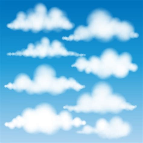 Set Of Clouds Vector Illustration Vector Premium