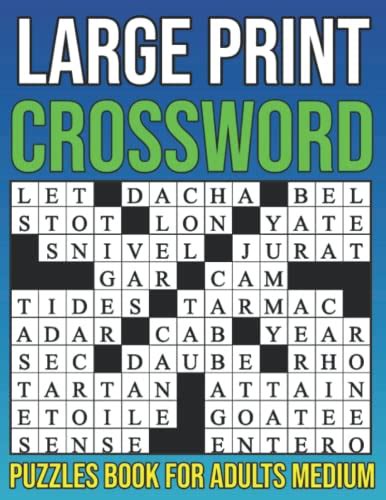 Large Print Crossword Puzzles Book For Adults Medium Large Print