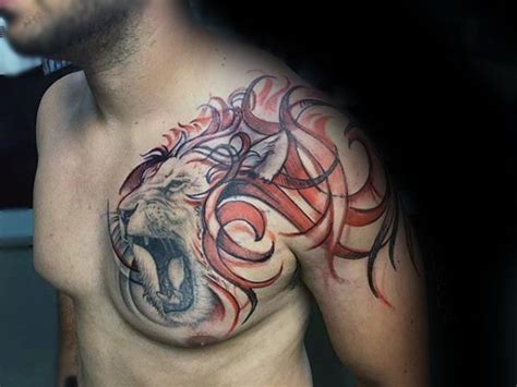 70 Lion Chest Tattoo Designs For Men Fierce Animal Ink