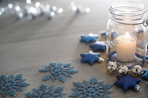 Photo Of Festive Blue Themed Christmas Party Table Free Christmas Images