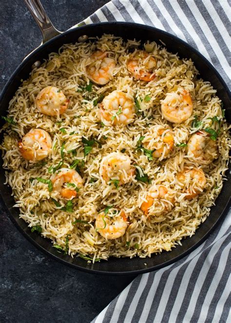 Tender Shrimp And Fluffy Rice Cooked All In One Pan In Under 15 Minutes