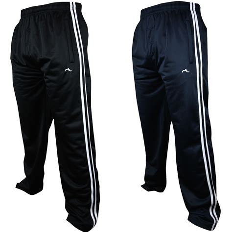 New Mens Tracksuit Bottoms Striped Silky Casual Gym Jogging Joggers