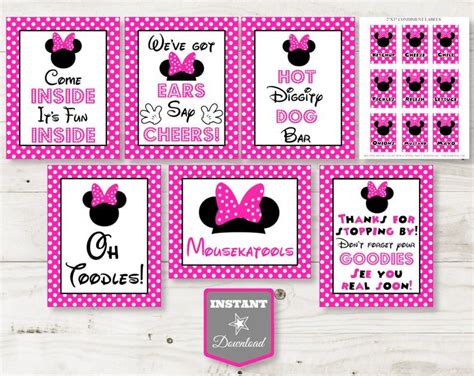 Instant Download Hot Pink Mouse 8x10 Printable Party Sign Etsy Pink