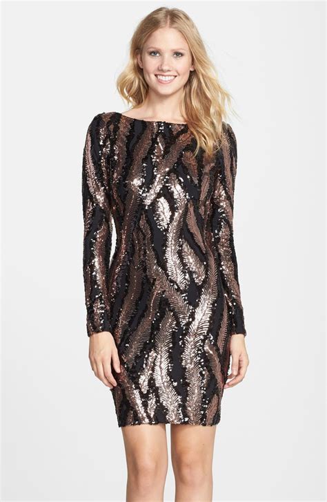 Dress The Population Lola Graphic Sequin Body Con Dress Nordstrom