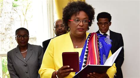 barbados first female prime minister mia mottley and new cabinet sworn in pride news
