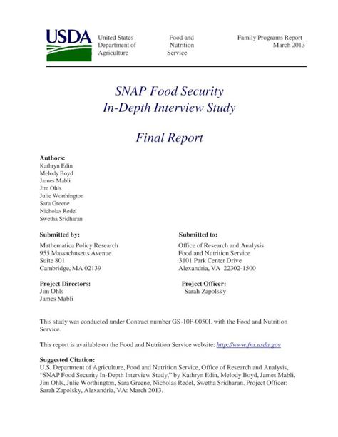 Pdf Snap Food Security In Depth Interview Study Final Report