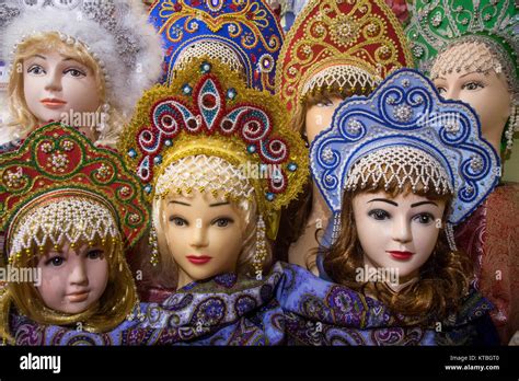 A Counter With The Russian Traditional National Folk Headdress Kokoshnik Worn By Women And Girls