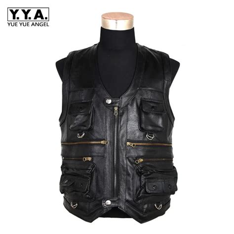 New Arrival Autumn Mens Waistcoat Genuine Leather Vests Reporters Suit