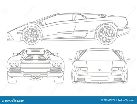 Contour Drawing Of A Sports Coupe Editorial Photo Illustration Of Model Auto