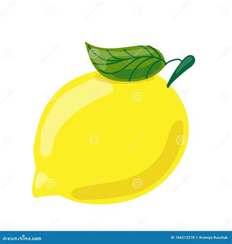 Fruit Cartoon Yellow Lemon Vector Citrus Illustration With Light And