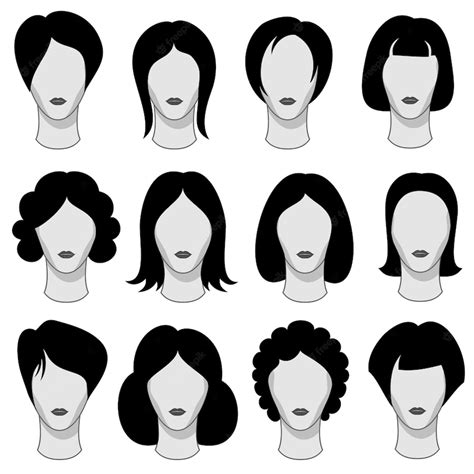 Premium Vector Woman Hairstyle Black Vector Hair Silhouettes