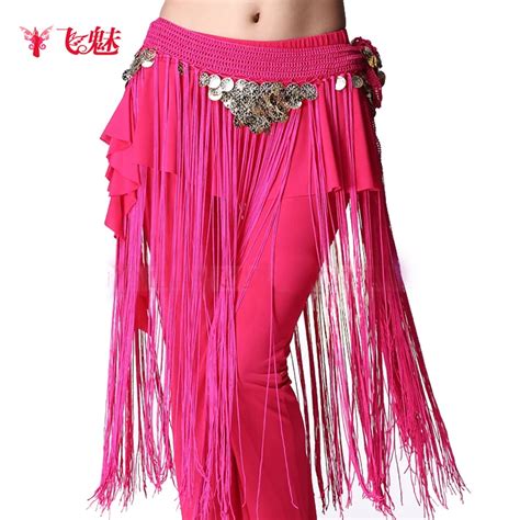Womens Gypsy Belly Dance Costume Hip Scarf Indian Dress Long Tassels Waist Chain Tribal Coin