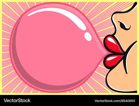 Girl With Red Lips Blowing Bubblegum Royalty Free Vector