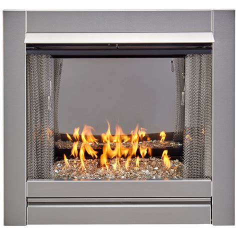Duluth Forge Vent Free Stainless Outdoor Gas Fireplace Insert With Crystal Fire Glass Media 24