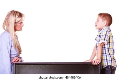 Relationships Arguments Discussion Mother Son Sit Stock Photo