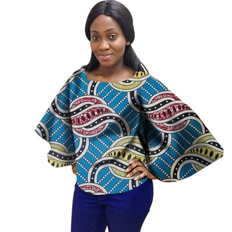 Fashion Women African Print Flare Sleeve Tops Dashiki Clothes African