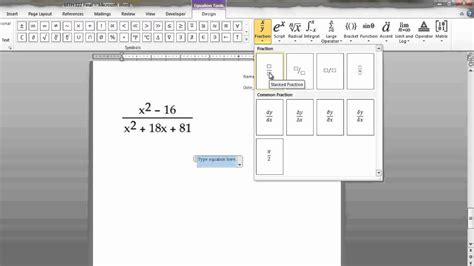 Writing Math Equations In Microsoft Word Youtube