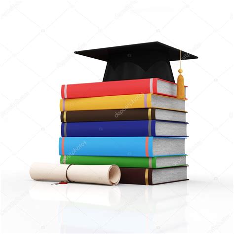 Graduation Cap With Diploma And Books — Stock Photo © Ras Slava 71179775