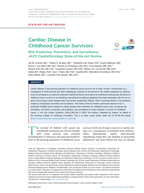 Pdf Cardiac Disease In Childhood Cancer Survivors Risk Prediction