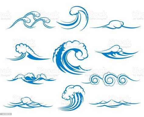 Waves Of Sea Or Ocean Waves Vector Illustration Stock Illustration