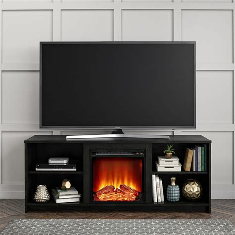 Mainstays Fireplace Tv Stand For Tvs Up To 65 Black Oak