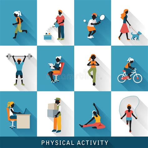 Modern Physical Activity Icons Set Stock Vector Illustration Of