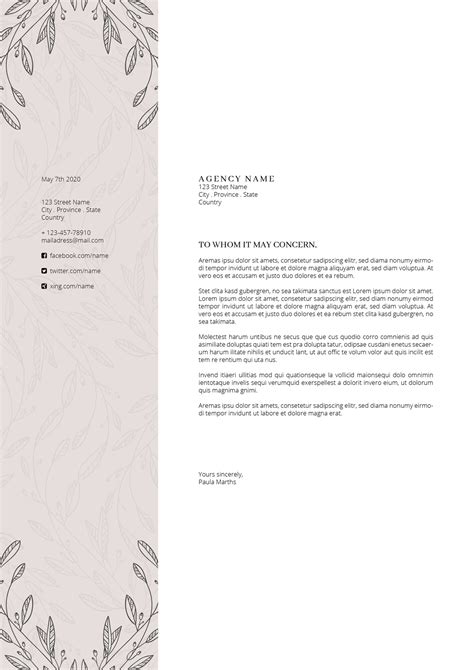 Floral Resumecv Cover Letter Title