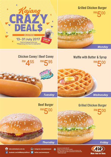 Nightly rates for cheap resorts in malaysia are starting from $21 this weekend. A&W Rooty Burger (Chicken / Beef) + Root Beer (R) RM7.50 ...