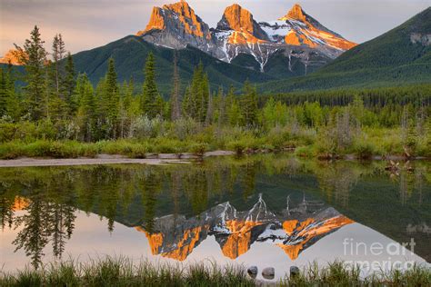 Canmore Alberta Three Sisters Sunrise Photograph By Adam Jewell