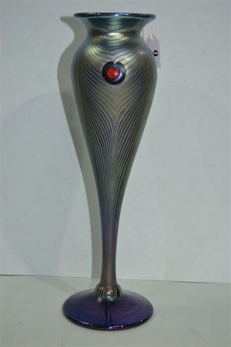 Limited Edition Iridescent Glass Vase By Richard Golding British 20th Century Glass