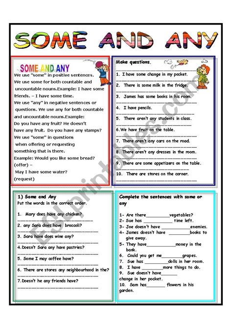 Some And Any Esl Worksheet By Giovanni