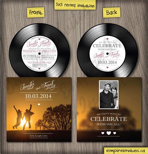 Custom Vinyl Record Music Wedding Invitations From Winnipeg Canada