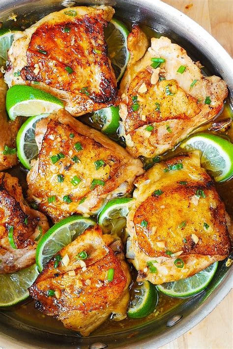 Not only are they more succulent than white meat, chicken thighs even stand up to reheating without drying out into sahara desert sand paste. Honey Lime Chicken Thighs - Julia's Album
