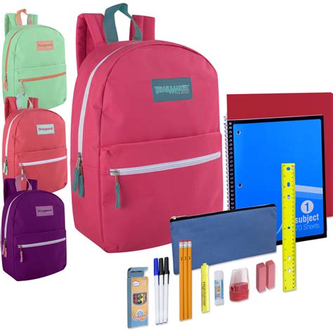Trailmaker Backpack And 20 Piece School Supply Set 4 Assorted Colors