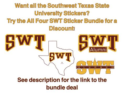 Southwest Texas State University Four Sticker Pack Swt Etsy