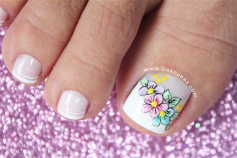 Tutorial de uñas decoradas para pies. Diseño de uñas pies de flores | Diseños de uñas pies, Uñas ...