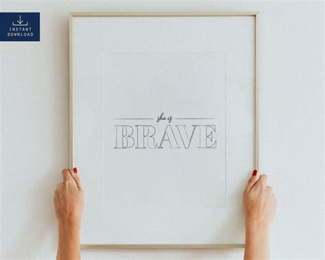 She Is Brave Inspirational Quotes Motivational Card Etsy
