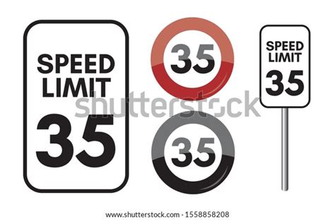 Speed Limit 35 Mph Set Icon Stock Vector Royalty Free 1558858208