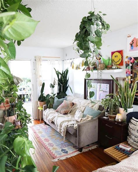 Plant Filled Living Room Bohemian Style Living Room