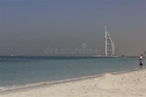 View From The Beach Of Burj Al Arab Hotel In Dubai Editorial Stock