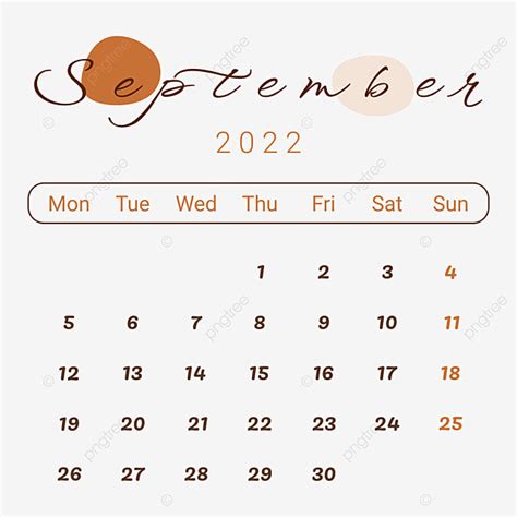 September Calendar Vector Art Png Aesthetic Calendar September 2022