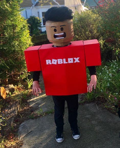 A Person In A Costume Made To Look Like Roblox