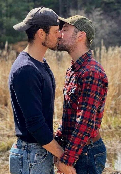 handsome male men country hunks facial hair kissing gay interest photo