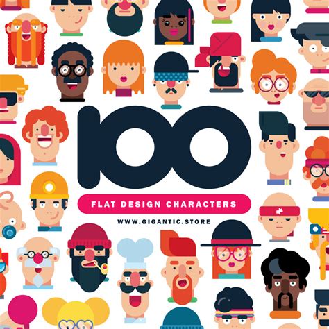 100 Flat Design Characters Illustration Pack On Behance