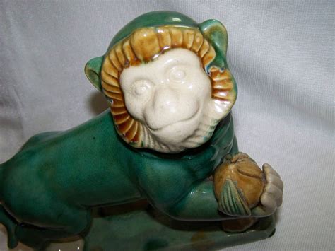 Large Green Monkey Majolica Monkey Green Monkey Figurine Etsy