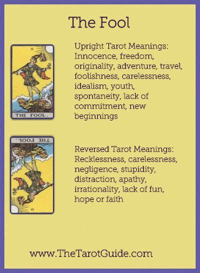 The Fool Tarot Flashcards Upright And Reversed Meaning By The Tarot